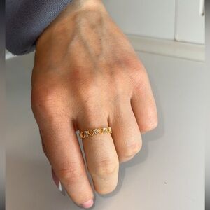 Minimalist heart and crystal ring